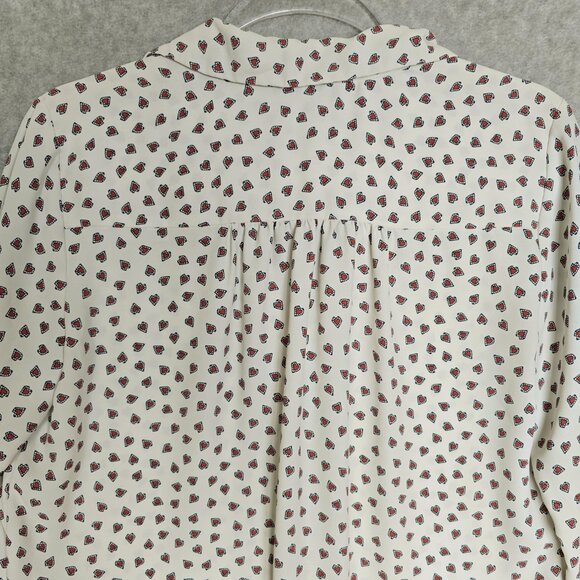 Ann Taylor Women S Long Sleeve Heart Print Pull Over Blouse Shirt Office Career - Picture 5 of 9